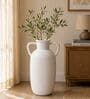 Olive Jaune  Dual Handle Matte Finish Sculptural Flower Vase