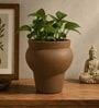 Olive Jaune Modern Textured Ribbed Polyresin Flower Vase