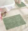Olive Solid Cotton AntiSkid Bathmat & Contour Mat