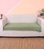 Olive Solid Velvet 1 Seater Quilted Sofa Cover (Protector) with Pompom