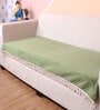 Olive Solid Velvet 1 Seater Quilted Sofa Cover (Protector) with Tassel