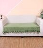 Olive Solid Velvet 2 Seater Quilted Sofa Cover (Protector) with Frill