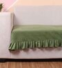 Olive Solid Velvet 2 Seater Quilted Sofa Cover (Protector) with Frill