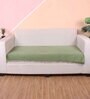 Olive Solid Velvet 2 Seater Quilted Sofa Cover (Protector) with Pompom