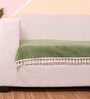 Olive Solid Velvet 3 Seater Quilted Sofa Cover (Protector) with Tassel