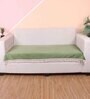Olive Solid Velvet 3 Seater Quilted Sofa Cover (Protector) with Tassel