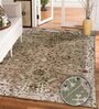 Olive Green Floral Polyester 9' X 12' Machine Made Carpet