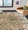 Olive Green Floral Polyester 9' X 12' Machine Made Carpet