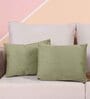 Olive Velvet Solid 12x18 inches Cushion Covers (Pack of 2)