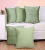 Olive Velvet Solid 16x16 inches Cushion Covers (Pack of 5)