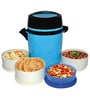 Oliveware Diplomat Plastic Lunch Box with Carrier- Set of 4