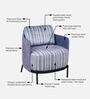 Olivia Fabric Lounge Chair In Pinstripe Blue & Twilight Blue Colour