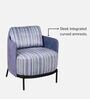 Olivia Fabric Lounge Chair In Pinstripe Blue & Twilight Blue Colour