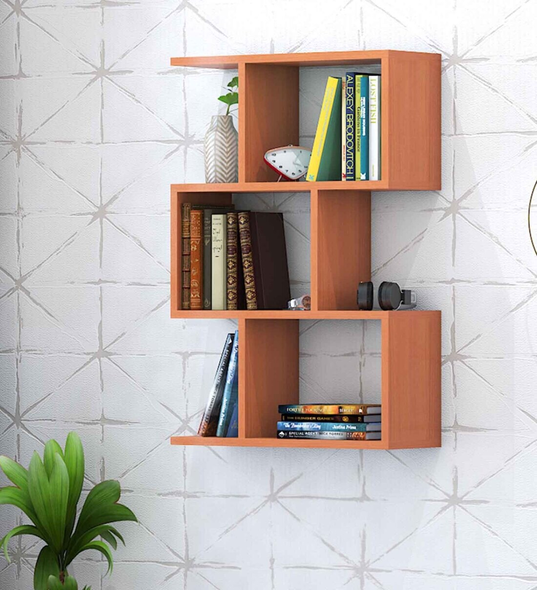 Buy Omega Engineered Wood Wall Shelf In Cherry By Klaxon Online