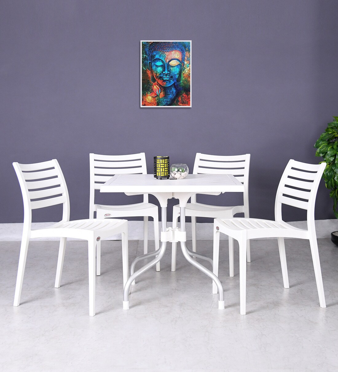 Buy Omega Patio Table Chair Set In Milky White Colour By Supreme Online Patio Tables Sets Tables Furniture Pepperfry Product