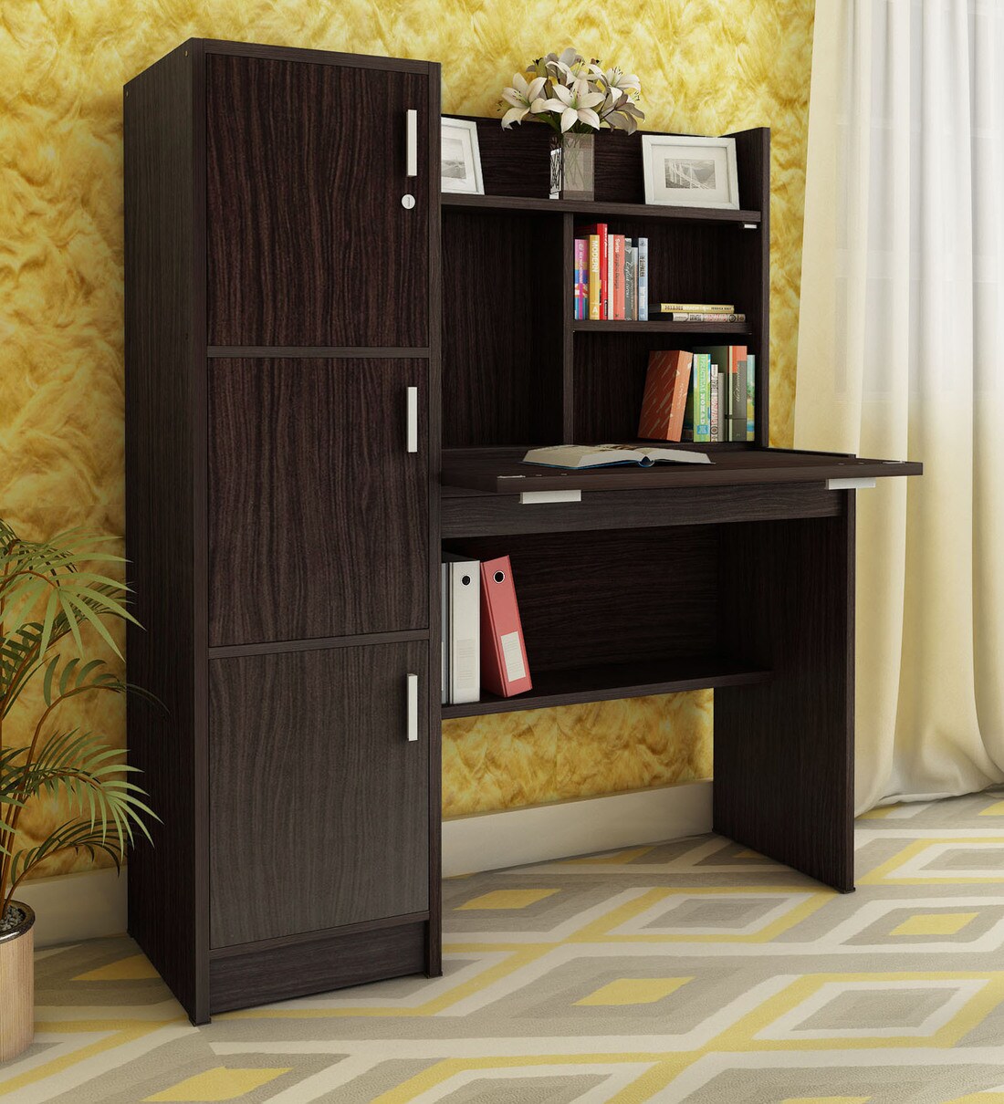 Buy Omura Study Table with in Wenge Finish by Mintwud Online