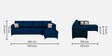 Omega Velvet LHS Sectional Sofa In Blue Colour
