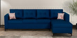 Omega Velvet LHS Sectional Sofa In Blue Colour