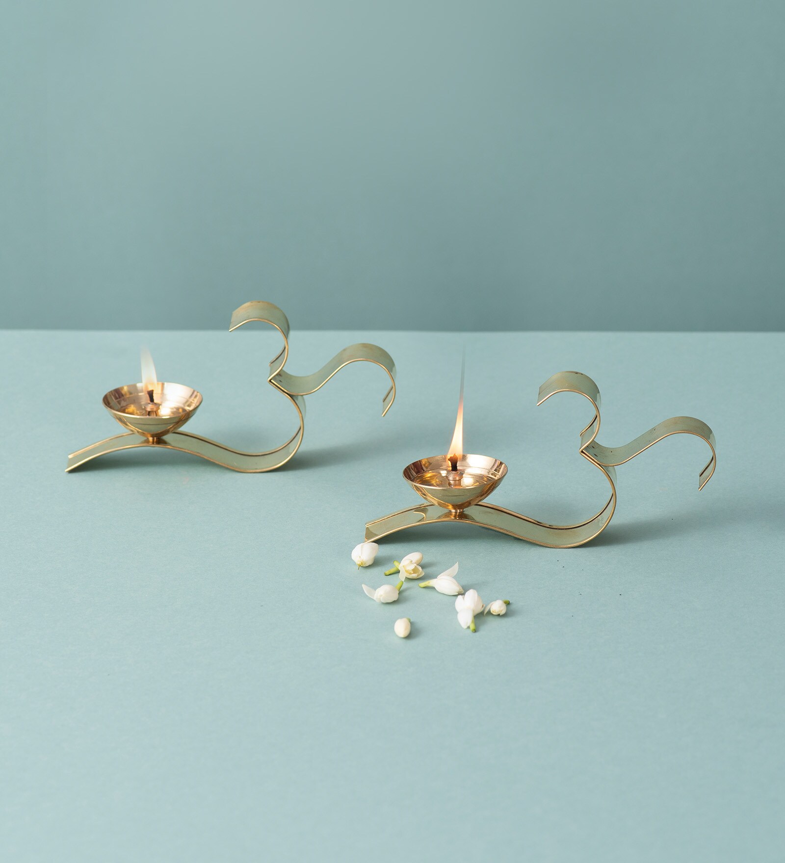 Om Inspired Gold Diyas Set of 2