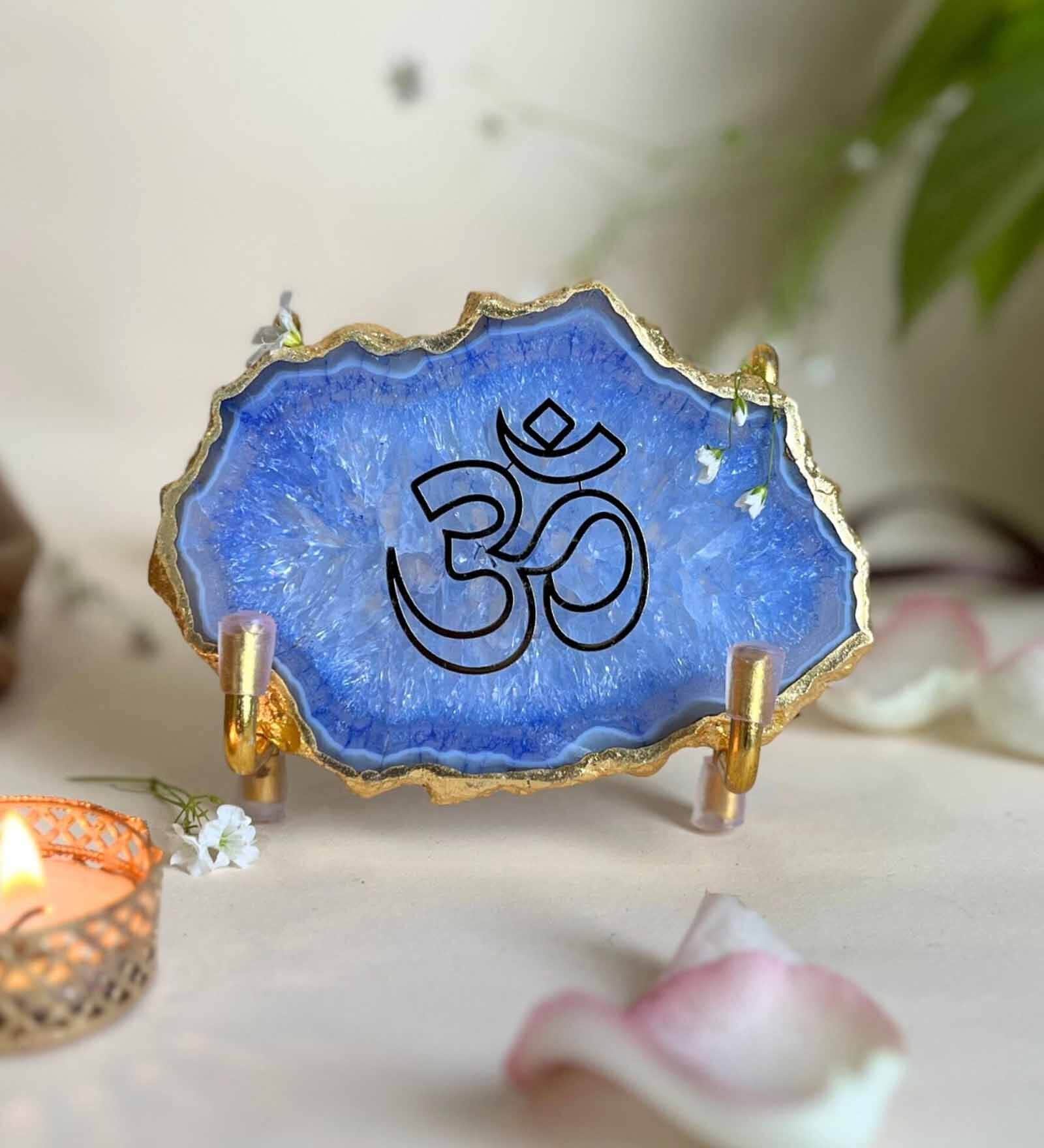 OM Metal Holder with Blue Agate