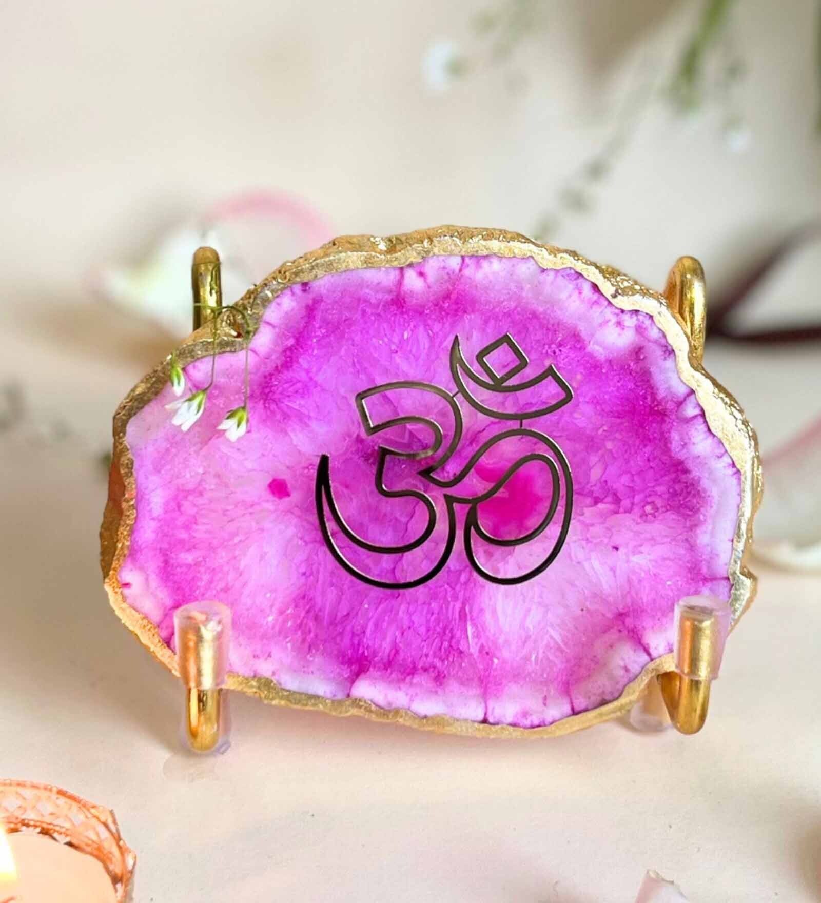 OM Metal Holder with Pink Agate