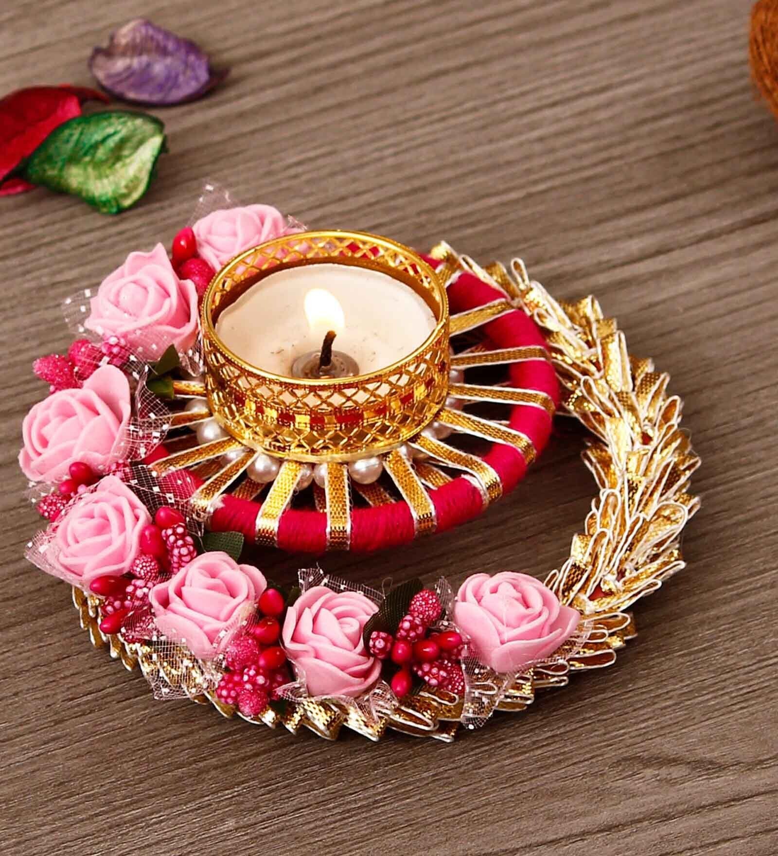 Om Multicolor Iron Table Tea Light Holder