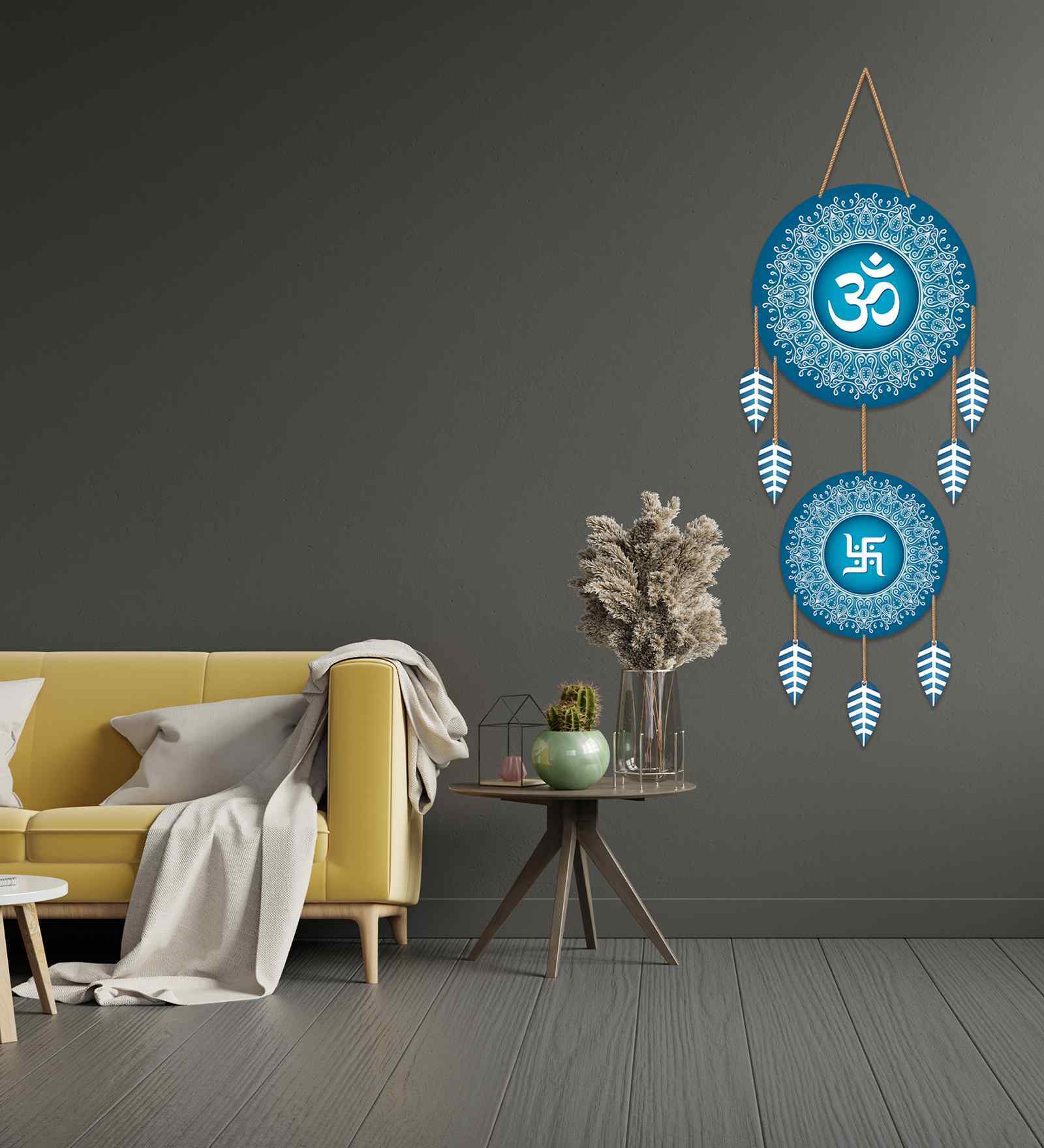 Om Swastik Dreamcatcher Spiritual Wooden Wall Hanging