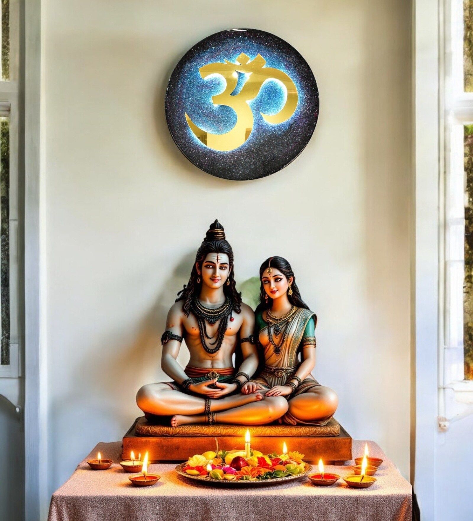 Handcrafted OM Wall Art with LED Backlight (12 Inches)