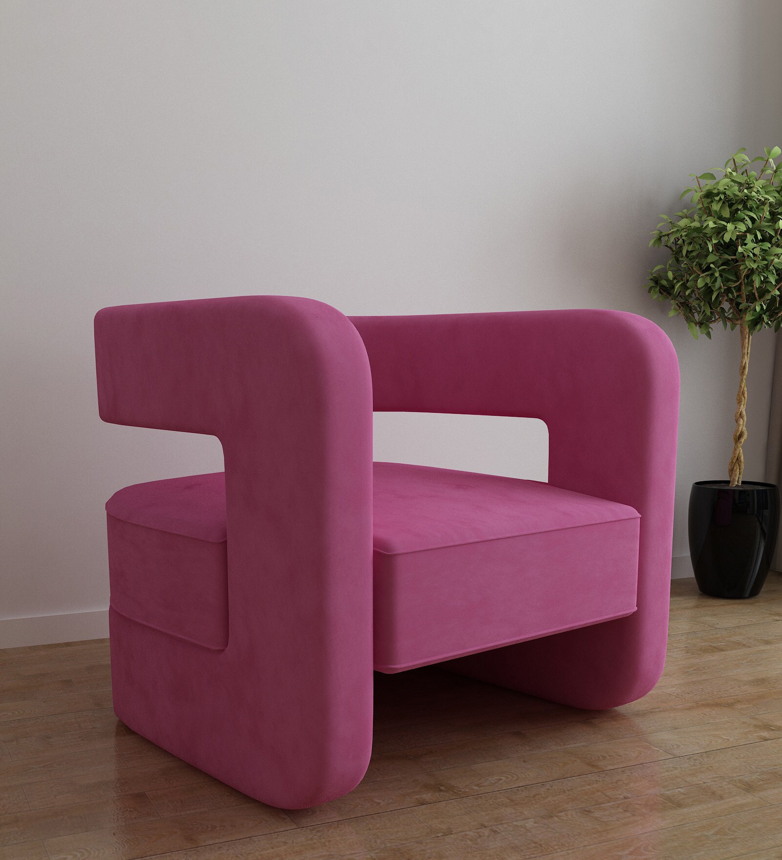 Omi Velvet Lounge Chair in Pink Colour Omi Velvet Lounge Chair in Pink Colour