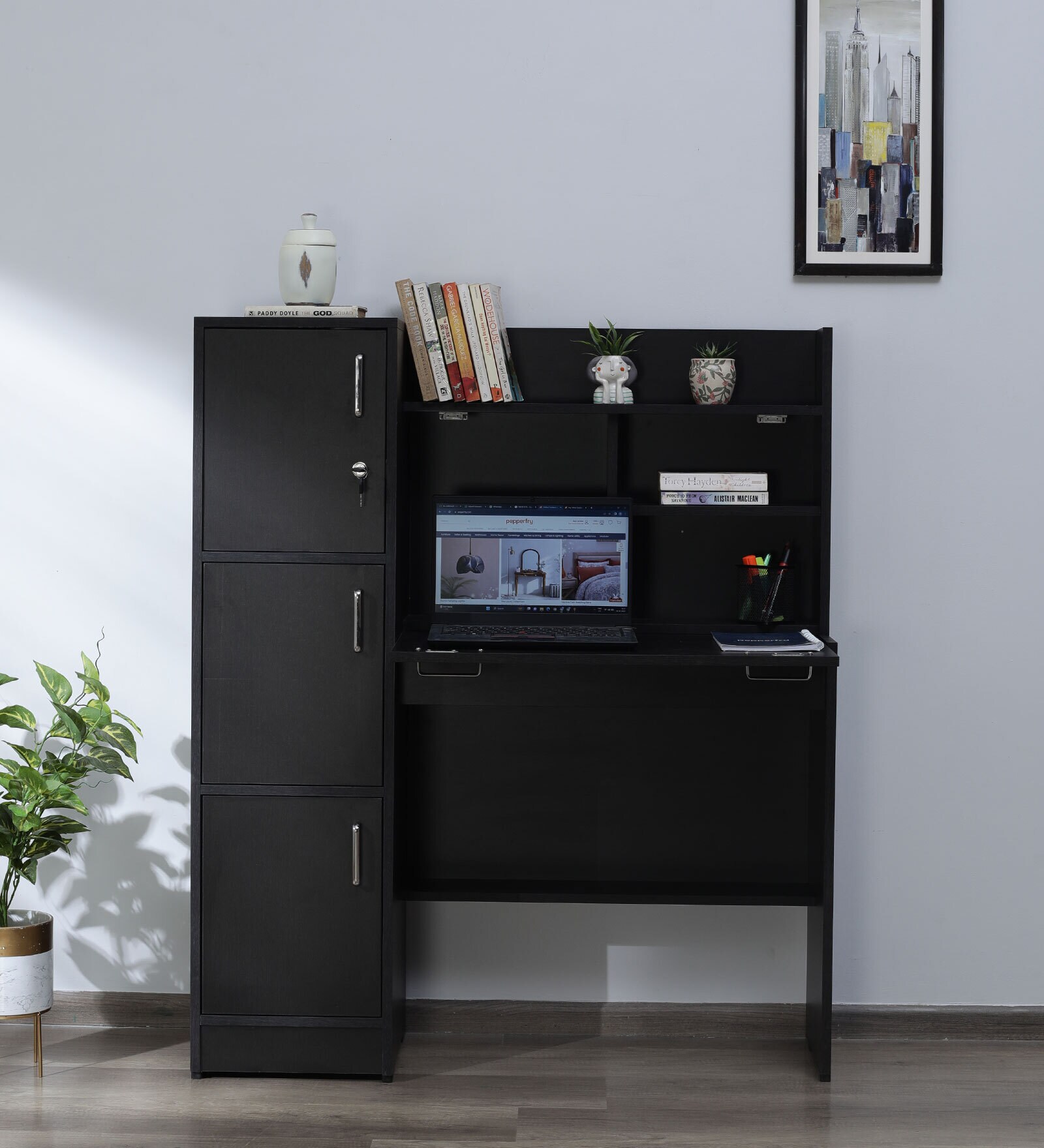 Omura Hutch Desk in Wenge Finish