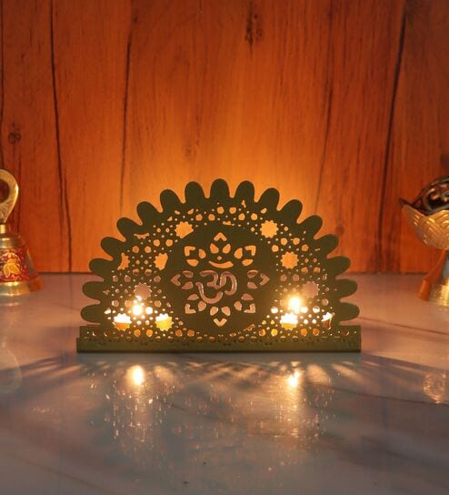 Om Metal Tealight Holder Single