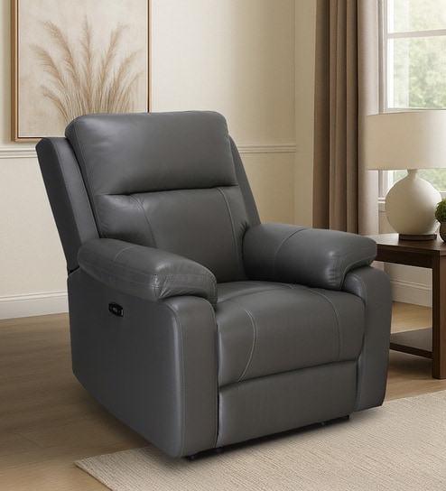 Omega Motorized 1 Seater Recliner In Dark Grey Color