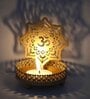 Om Gold Metal Table Tea Light Holder