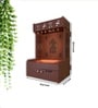 OM Swastika Symbol of Hindu Religious Brown Wooden Wall Temple for Home With Inbuilt focus Lights & Spacious Shelf