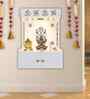 OM Swastika Symbol of Hindu Religious White Wooden Wall Temple for Home With Inbuilt focus Lights & Spacious Shelf