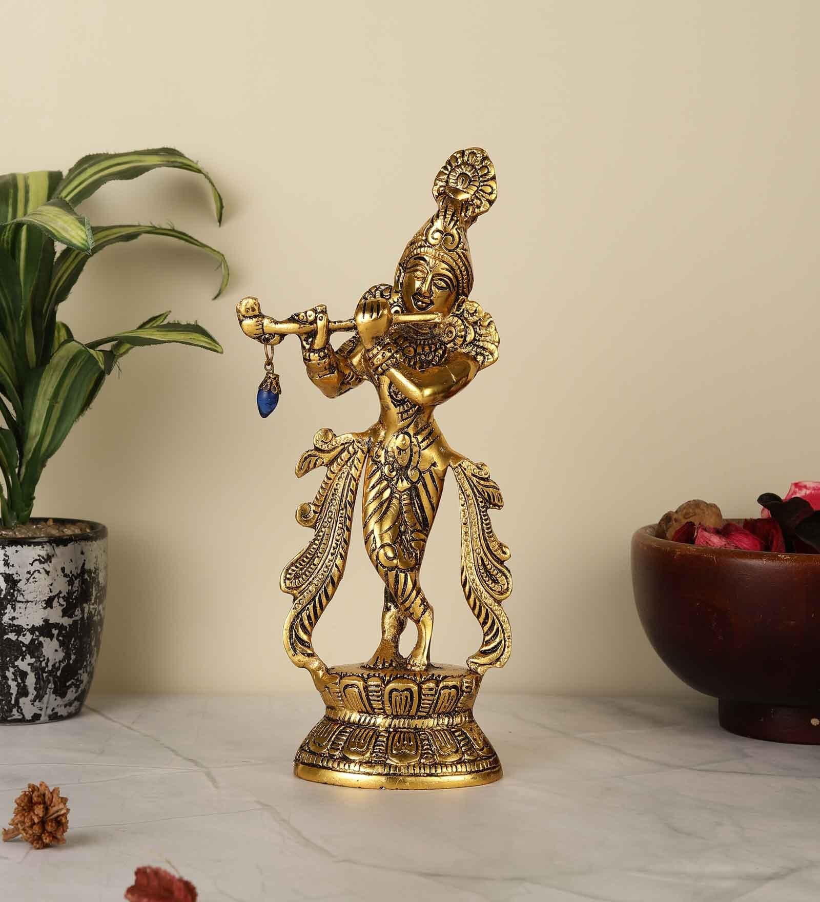 Buy Lord Krishna Gold Aluminium Idol at 65% OFF by Purestory | Pepperfry