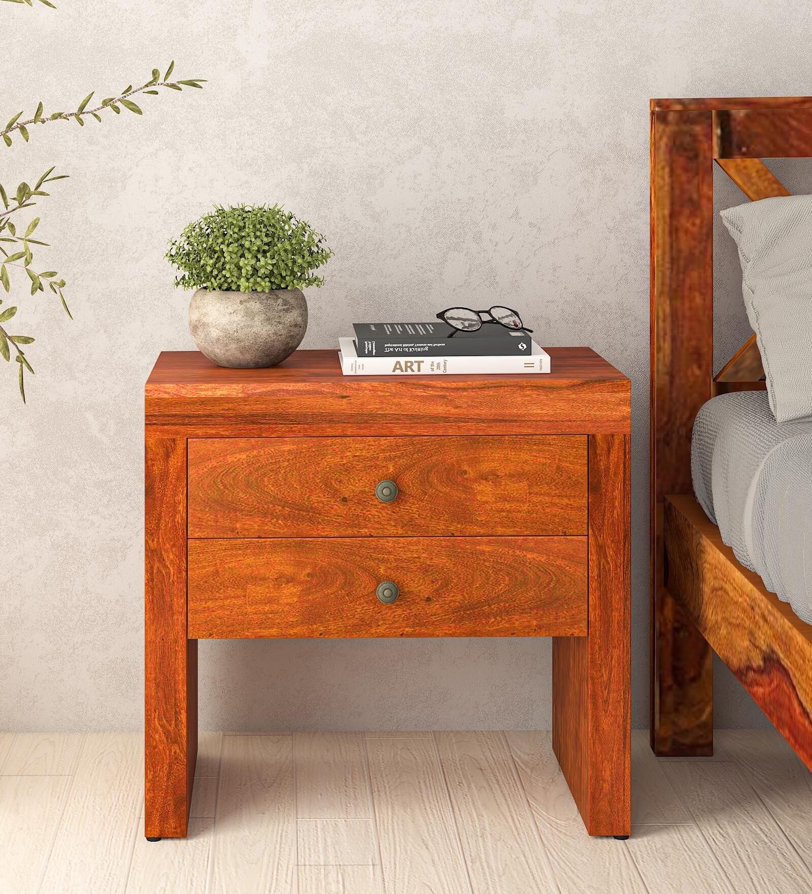 Buy Ontario Solid Wood Night Stand In Honey Oak Finish at 3 OFF by