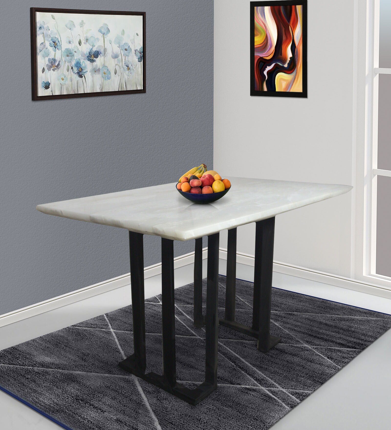 Buy Onyx Metal 4 Seater Dining Table in white Colour at 28 OFF by
