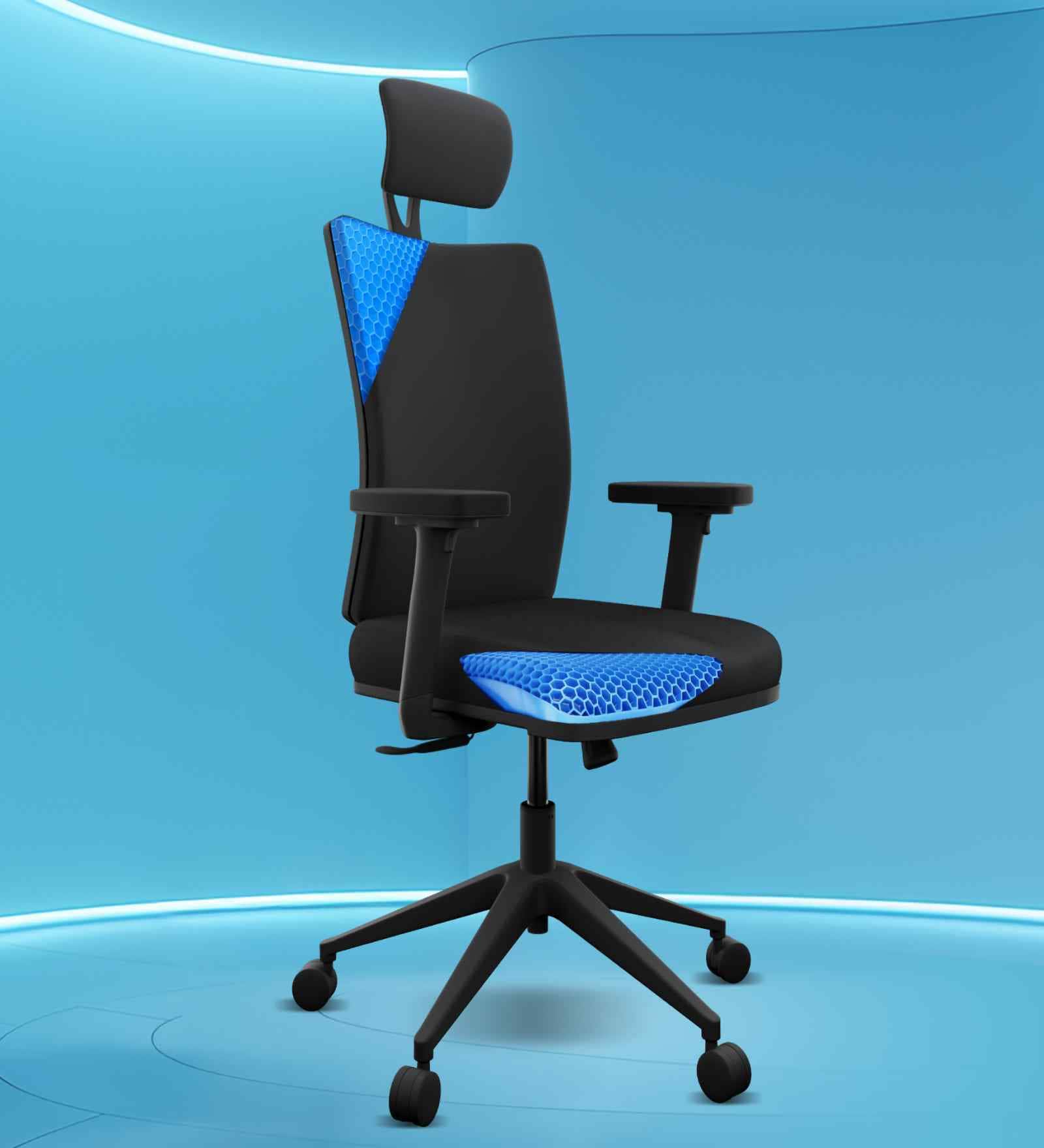 Onyx Breathable Mesh Ergonomic Chair in Black & Grey Colour with Headrest