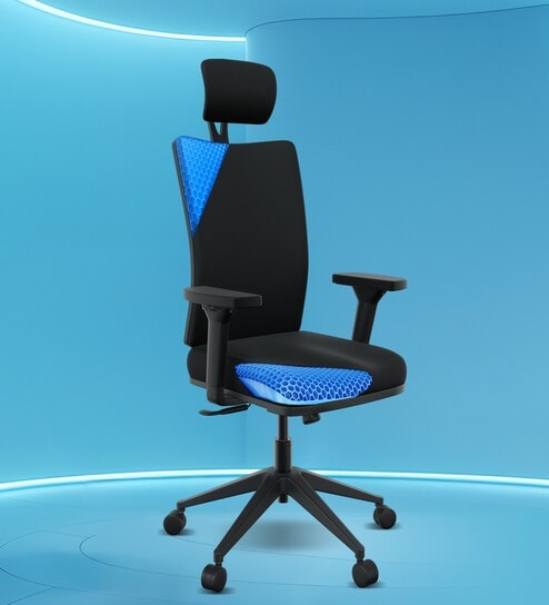 Onyx Breathable Mesh Ergonomic Chair in Black Colour with Headrest