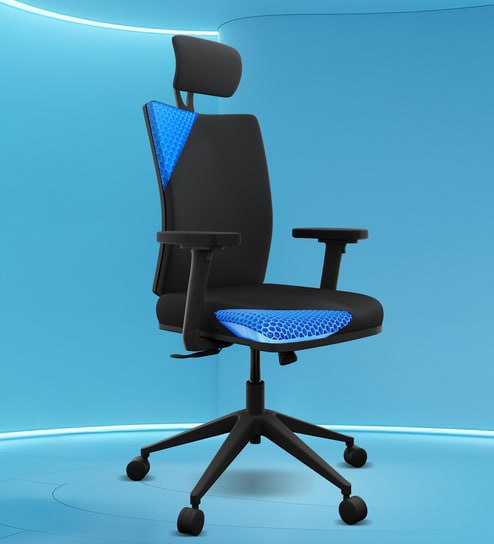 Onyx Breathable Mesh Ergonomic Chair in Black Colour with Headrest