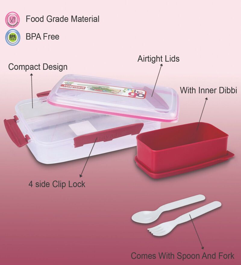 Buy On the GO 900ml Airtight Plastic Lunchbox (with Spoon & Fork) by