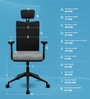 Onyx Breathable Mesh Ergonomic Chair in Black & Grey Colour with Headrest
