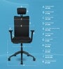 Onyx Breathable Mesh Ergonomic Chair in Black Colour with Headrest