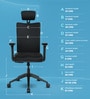 Onyx Breathable Mesh Ergonomic Chair in Black Colour with Headrest