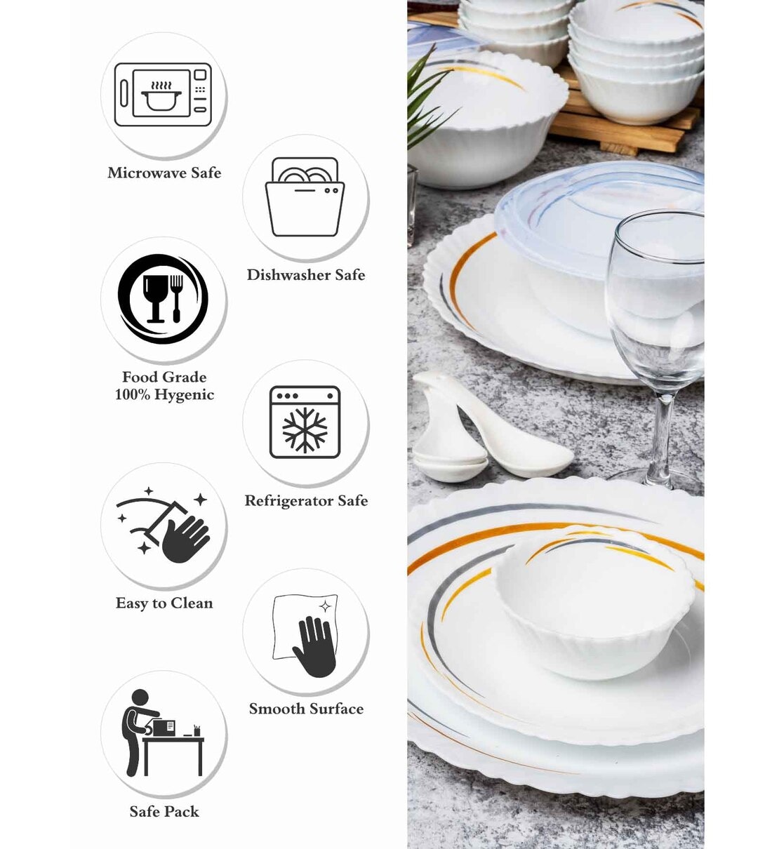 Buy Opal Glass 37pcs Dinner Set at 20% OFF by Cello Pepperfry