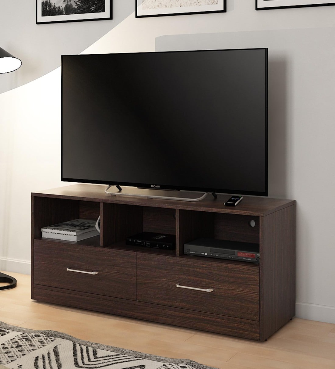 Buy Oplux TV Console for TVs in Choco Walnut Finish for TVs up to 48 ...