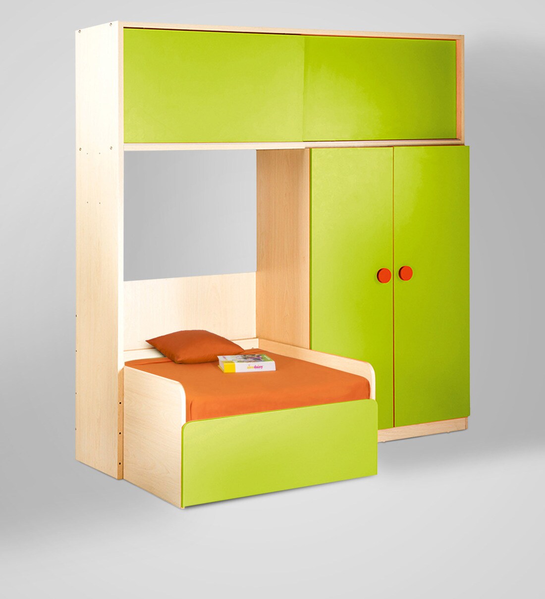 Buy Optima Storage Sofa Cum Bed Unit in Green Colour By Yipi Online