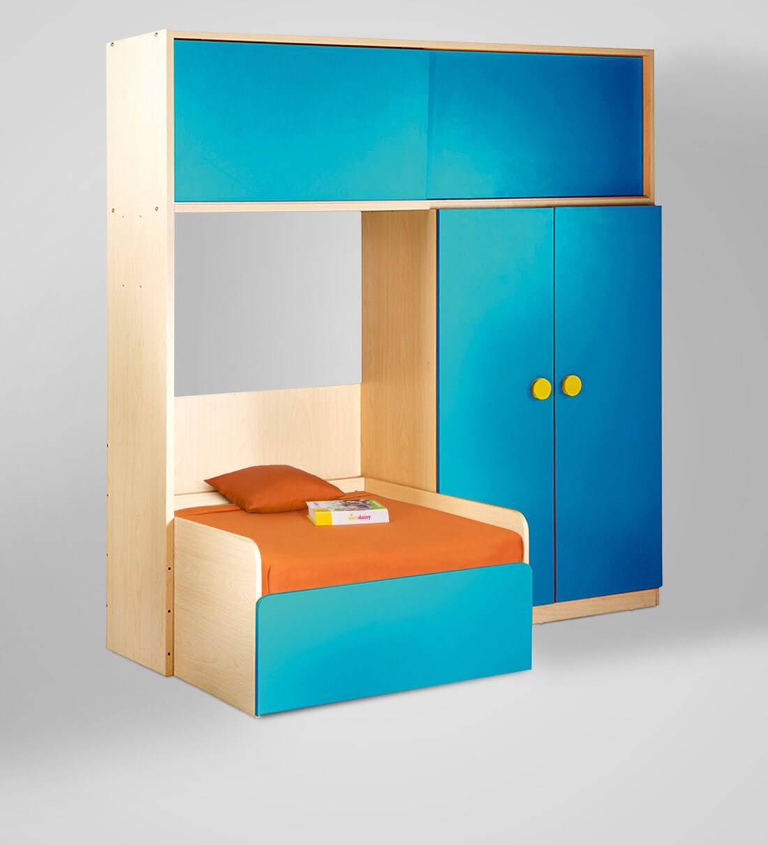 Buy Optima Storage Sofa Cum Bed Unit in Sky Blue by Yipi Online Online