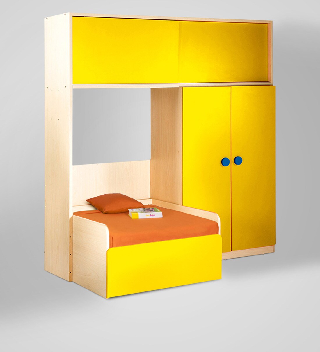 Buy Optima Storage Sofa Cum Bed Unit in Yellow by Yipi Online Online